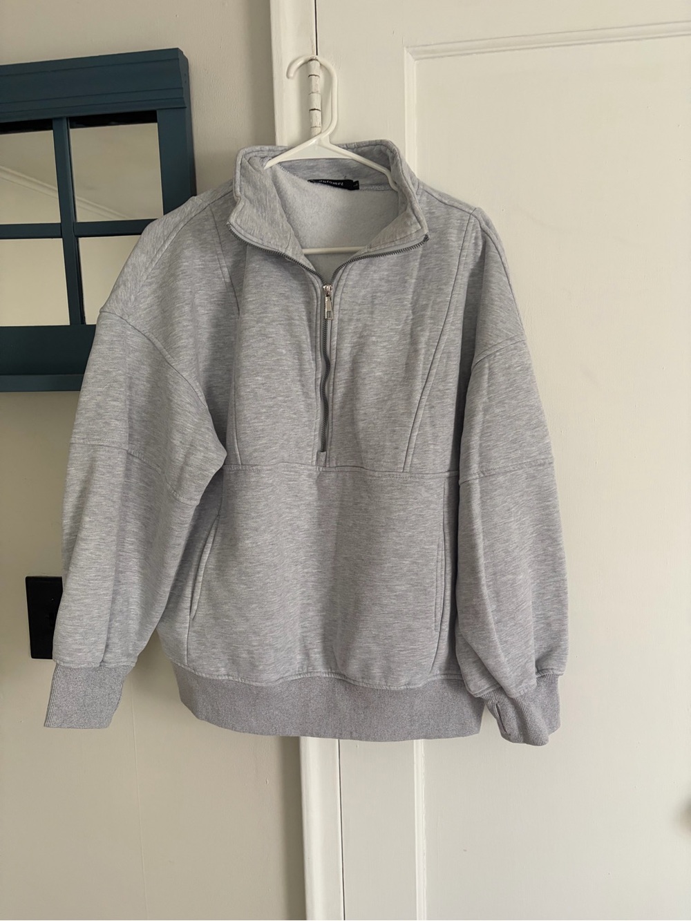 Women’s Light Gray Half-Zip Pullover Sweatshirt